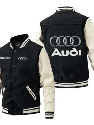 Audi Jacket Men’s Baseball Jacket With PU Leather Sleeve, Custom Name HG190225Y15BJPUCT1AUD