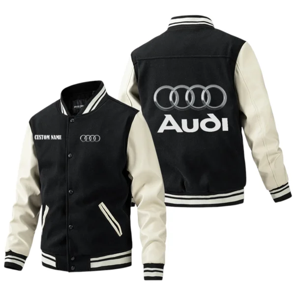 Audi Jacket Men’s Baseball Jacket With PU Leather Sleeve, Custom Name HG190225Y15BJPUCT1AUD