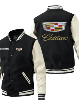 Cadillac Jacket Men’s Baseball Jacket With PU Leather Sleeve, Custom Name HG190225Y15BJPUCT1CAD