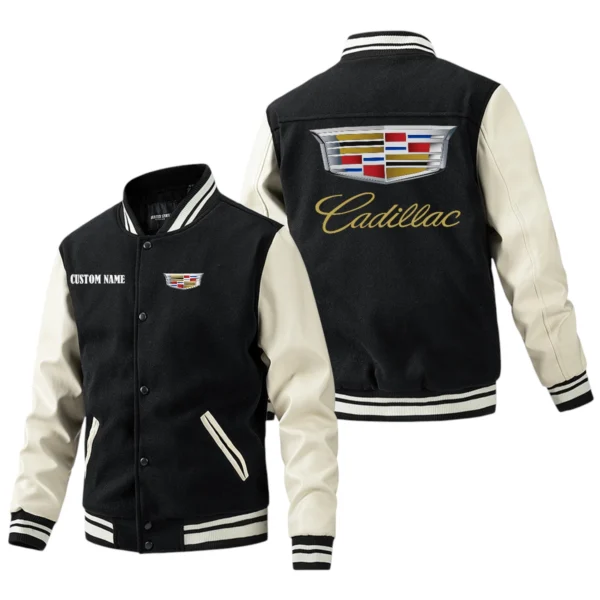 Cadillac Jacket Men’s Baseball Jacket With PU Leather Sleeve, Custom Name HG190225Y15BJPUCT1CAD