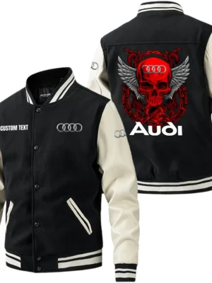 Audi Jacket Men’s Baseball Jacket With PU Leather Sleeve, Custom Name HG190225Y15BJPUCT2AUD