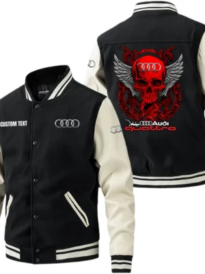 Audi Quattro Jacket Men’s Baseball Jacket With PU Leather Sleeve, Custom Name HG190225Y15BJPUCT2AUQ