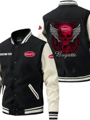 Bugatti Jacket Men’s Baseball Jacket With PU Leather Sleeve, Custom Name HG190225Y15BJPUCT2BUG
