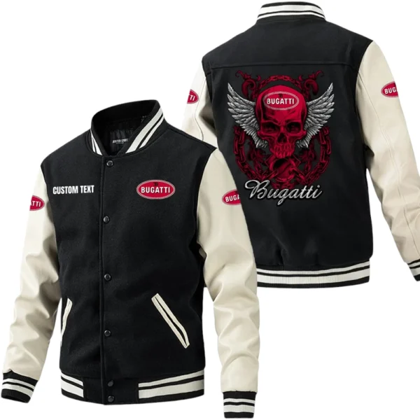 Bugatti Jacket Men’s Baseball Jacket With PU Leather Sleeve, Custom Name HG190225Y15BJPUCT2BUG