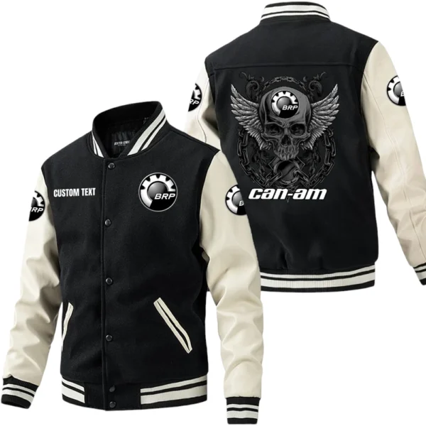 Can Am Emblem Jacket Men’s Baseball Jacket With PU Leather Sleeve, Custom Name HG190225Y15BJPUCT2CAE