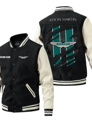 Aston Martin Jacket Men’s Baseball Jacket With PU Leather Sleeve, Custom Name HG190225Y15BJPUCT3ASM