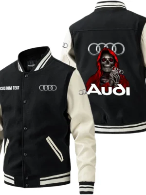 Audi Jacket Men’s Baseball Jacket With PU Leather Sleeve, Custom Name HG190225Y15BJPUCT4AUD