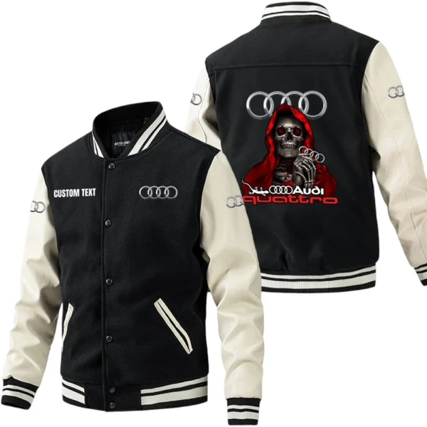 Audi Quattro Jacket Men’s Baseball Jacket With PU Leather Sleeve, Custom Name HG190225Y15BJPUCT4AUQ