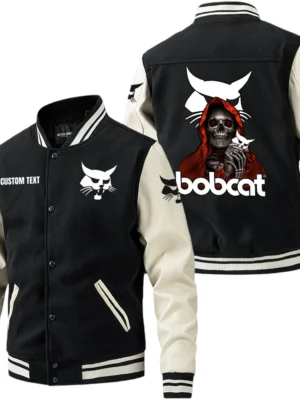 Bobcat Jacket Men’s Baseball Jacket With PU Leather Sleeve, Custom Name HG190225Y15BJPUCT4BOD