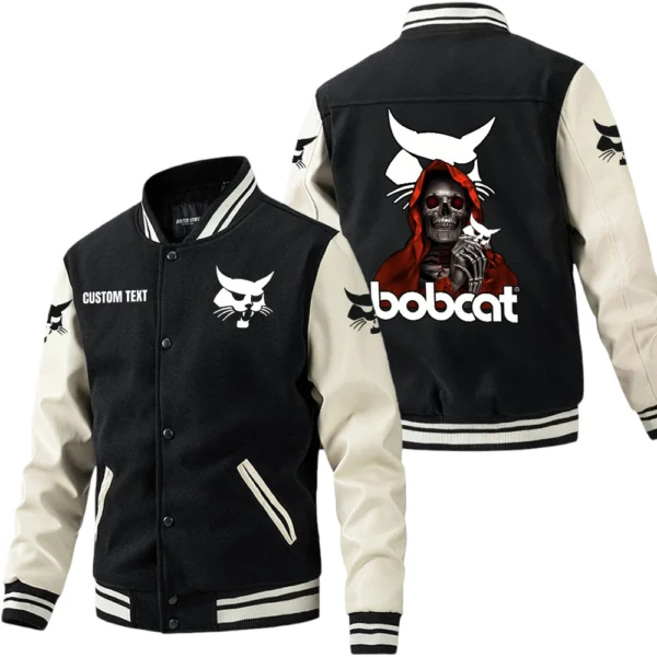 Bobcat Jacket Men’s Baseball Jacket With PU Leather Sleeve, Custom Name HG190225Y15BJPUCT4BOD