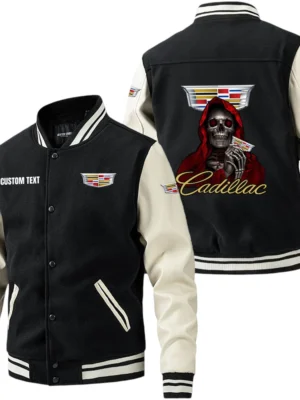 Cadillac Jacket Men’s Baseball Jacket With PU Leather Sleeve, Custom Name HG190225Y15BJPUCT4CAD