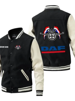 Daf Jacket Men’s Baseball Jacket With PU Leather Sleeve, Custom Name HG200225Y15BJPUCT1DAF