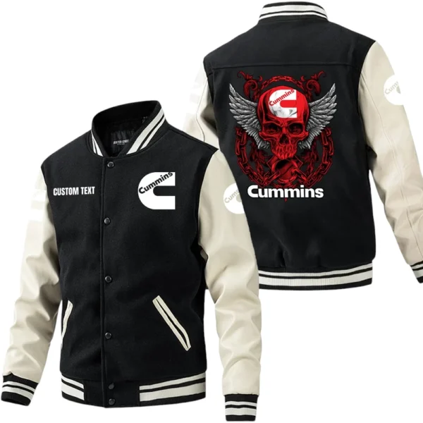 Cummins Jacket Men’s Baseball Jacket With PU Leather Sleeve, Custom Name HG200225Y15BJPUCT2CUM