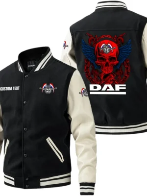 Daf Jacket Men’s Baseball Jacket With PU Leather Sleeve, Custom Name HG200225Y15BJPUCT2DAF