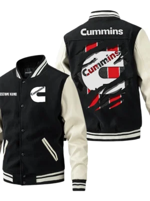 Cummins Jacket Men’s Baseball Jacket With PU Leather Sleeve, Custom Name HG200225Y15BJPUCT3CUM