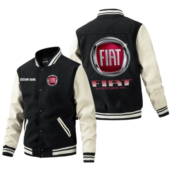 Fiat Jacket Men’s Baseball Jacket With PU Leather Sleeve, Custom Name HG210225Y15BJPUCT1FIA
