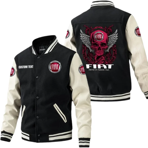 Fiat Jacket Men’s Baseball Jacket With PU Leather Sleeve, Custom Name HG210225Y15BJPUCT2FIA
