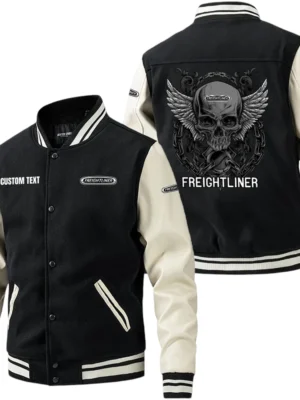 Freightliner Group Jacket Men’s Baseball Jacket With PU Leather Sleeve, Custom Name HG210225Y15BJPUCT2FRE