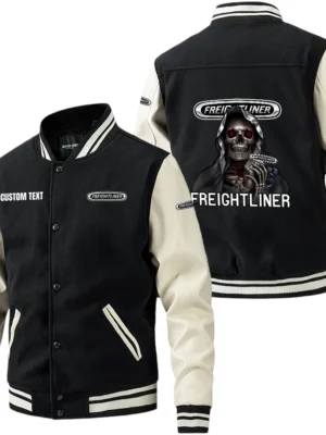 Freightliner Group Jacket Men’s Baseball Jacket With PU Leather Sleeve, Custom Name HG210225Y15BJPUCT3FRE