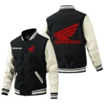 Honda Motor Jacket Men’s Baseball Jacket With PU Leather Sleeve, Custom Name HG220225Y15BJPUCT1HOM