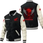 Honda Motor Jacket Men’s Baseball Jacket With PU Leather Sleeve, Custom Name HG220225Y15BJPUCT2HOM