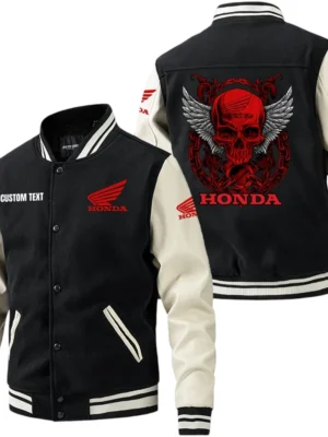 Honda Motor Jacket Men’s Baseball Jacket With PU Leather Sleeve, Custom Name HG220225Y15BJPUCT2HOM