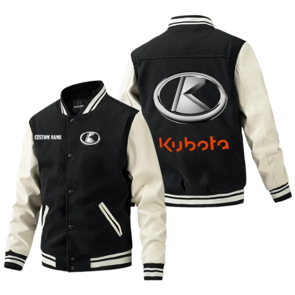 Kubota Jacket Men’s Baseball Jacket With PU Leather Sleeve, Custom Name HG240225Y15BJPUCT1KUB
