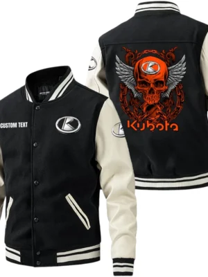 Kubota Jacket Men’s Baseball Jacket With PU Leather Sleeve, Custom Name HG240225Y15BJPUCT2KUB