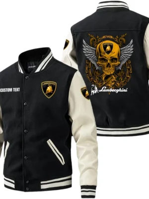 Lamborghini Jacket Men’s Baseball Jacket With PU Leather Sleeve, Custom Name HG240225Y15BJPUCT2LAM