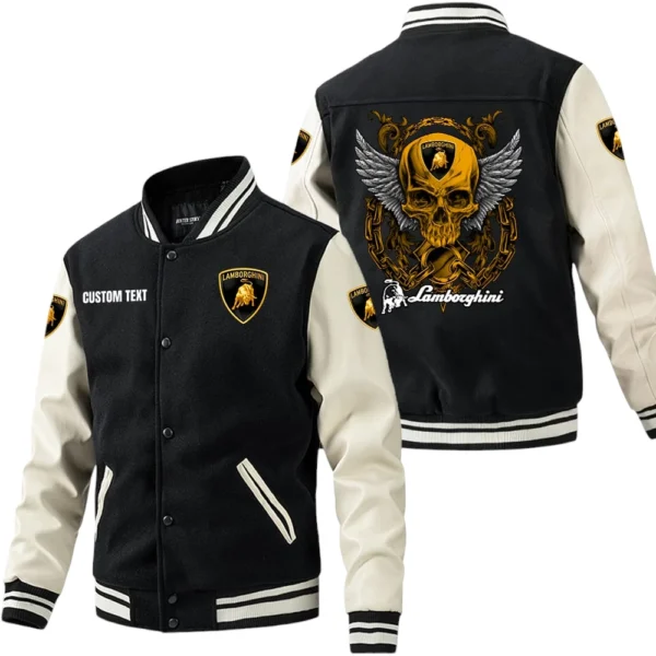 Lamborghini Jacket Men’s Baseball Jacket With PU Leather Sleeve, Custom Name HG240225Y15BJPUCT2LAM