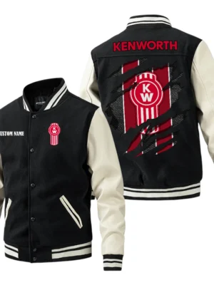 Kenworth Jacket Men’s Baseball Jacket With PU Leather Sleeve, Custom Name HG240225Y15BJPUCT3KEN
