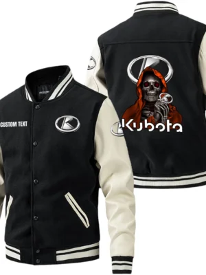 Kubota Jacket Men’s Baseball Jacket With PU Leather Sleeve, Custom Name HG240225Y15BJPUCT4KUB