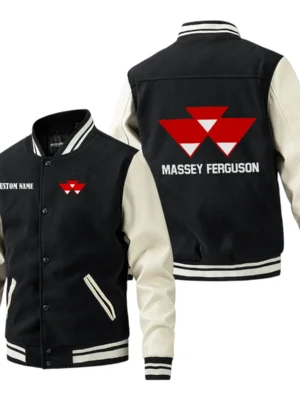 Massey Ferguson Jacket Men’s Baseball Jacket With PU Leather Sleeve, Custom Name HG250225Y15BJPUCT1MAF