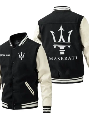 Maserati Jacket Men’s Baseball Jacket With PU Leather Sleeve, Custom Name HG250225Y15BJPUCT1MAS