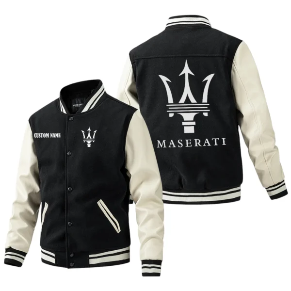 Maserati Jacket Men’s Baseball Jacket With PU Leather Sleeve, Custom Name HG250225Y15BJPUCT1MAS