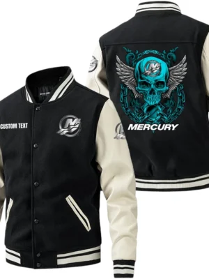Mercury Marine Jacket Men’s Baseball Jacket With PU Leather Sleeve, Custom Name HG250225Y15BJPUCT2MEM