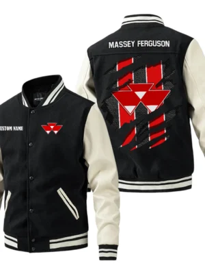 Massey Ferguson Jacket Men’s Baseball Jacket With PU Leather Sleeve, Custom Name HG250225Y15BJPUCT3MAF