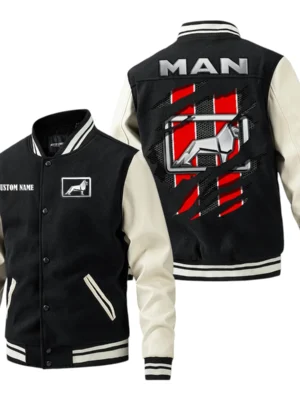 Man Jacket Men’s Baseball Jacket With PU Leather Sleeve, Custom Name HG250225Y15BJPUCT3MAN