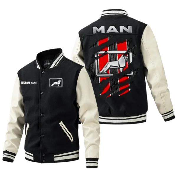 Man Jacket Men’s Baseball Jacket With PU Leather Sleeve, Custom Name HG250225Y15BJPUCT3MAN