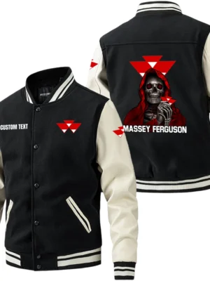 Massey Ferguson Jacket Men’s Baseball Jacket With PU Leather Sleeve, Custom Name HG250225Y15BJPUCT4MAF