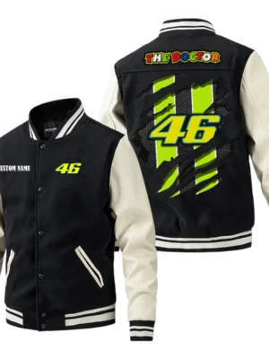 46 Jacket Men’s Baseball Jacket With PU Leather Sleeve, Custom Name HG260225Y15BJPUCT146R