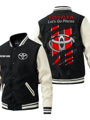 Toyota Jacket Men’s Baseball Jacket With PU Leather Sleeve, Custom Name HG260225Y15BJPUCT3TOY
