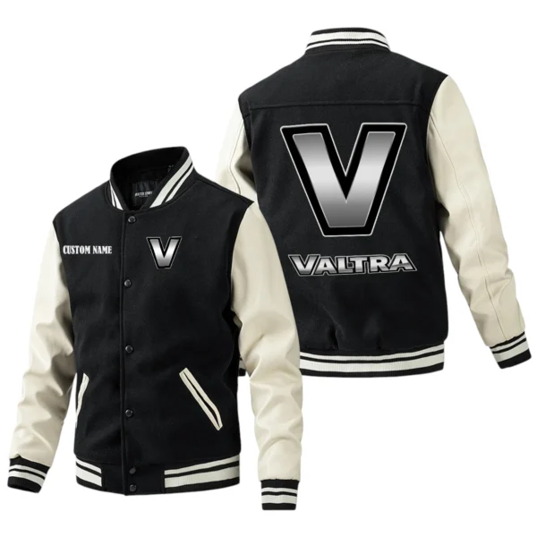 Valtra Jacket Men’s Baseball Jacket With PU Leather Sleeve, Custom Name HG270225Y15BJPUCT1VAL