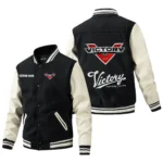 Victory Motorcycles Jacket Men’s Baseball Jacket With PU Leather Sleeve, Custom Name HG270225Y15BJPUCT1VIC