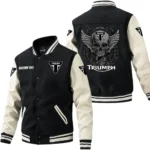 Triumph Motorcycles Jacket Men’s Baseball Jacket With PU Leather Sleeve, Custom Name HG270225Y15BJPUCT2TRI