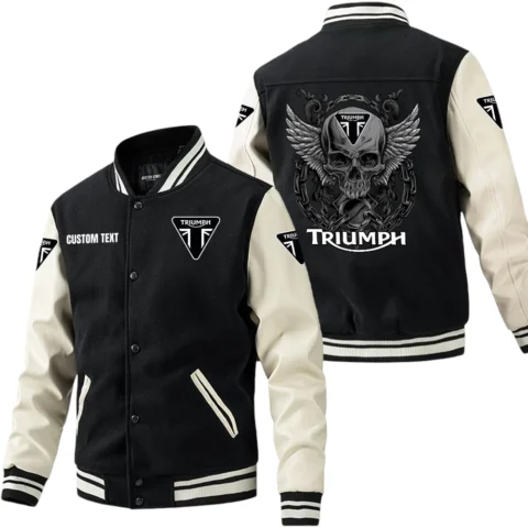Triumph Motorcycles Jacket Men’s Baseball Jacket With PU Leather Sleeve, Custom Name HG270225Y15BJPUCT2TRI