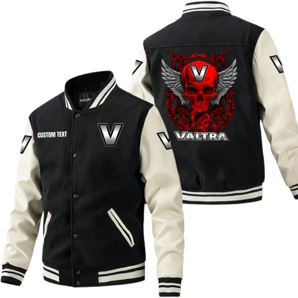 Valtra Jacket Men’s Baseball Jacket With PU Leather Sleeve, Custom Name HG270225Y15BJPUCT2VAL