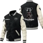 Triumph Motorcycles Jacket Men’s Baseball Jacket With PU Leather Sleeve, Custom Name HG270225Y15BJPUCT4TRI