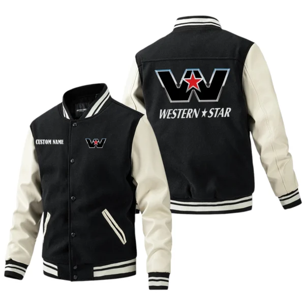 Wester Star Jacket Men’s Baseball Jacket With PU Leather Sleeve, Custom Name HG280225Y15BJPUCT1WES