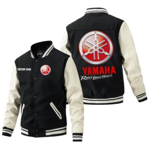 Yamaha Jacket Men’s Baseball Jacket With PU Leather Sleeve, Custom Name HG280225Y15BJPUCT1YMH